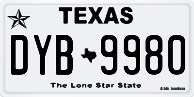 TX license plate DYB9980