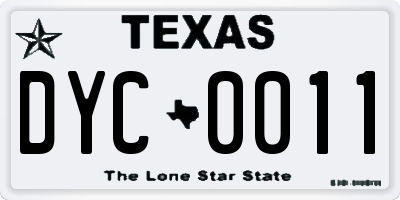TX license plate DYC0011