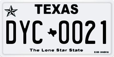 TX license plate DYC0021