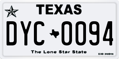 TX license plate DYC0094