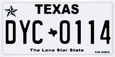 TX license plate DYC0114
