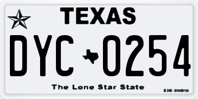 TX license plate DYC0254