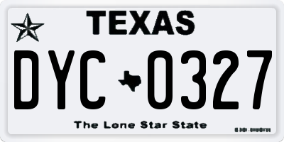 TX license plate DYC0327