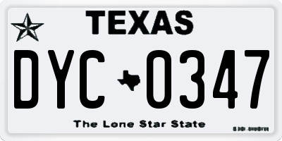 TX license plate DYC0347
