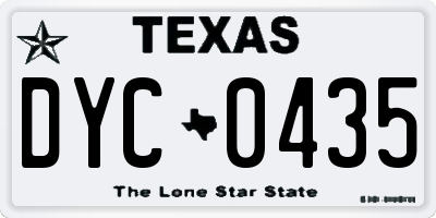 TX license plate DYC0435