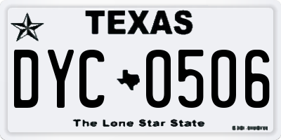TX license plate DYC0506