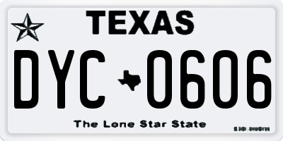 TX license plate DYC0606