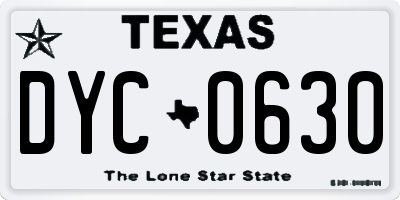 TX license plate DYC0630