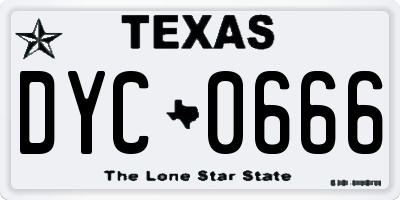 TX license plate DYC0666