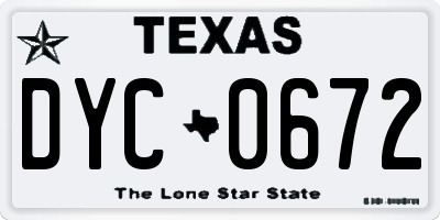 TX license plate DYC0672