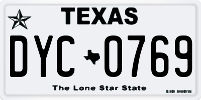 TX license plate DYC0769