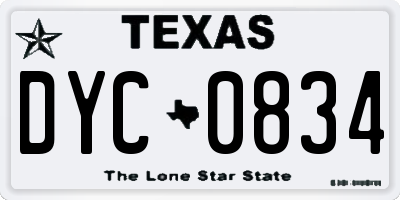 TX license plate DYC0834