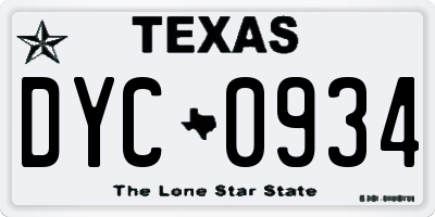 TX license plate DYC0934