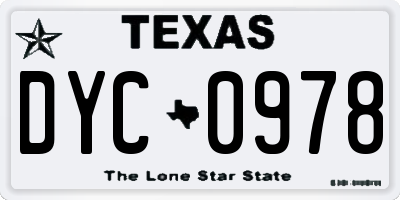 TX license plate DYC0978
