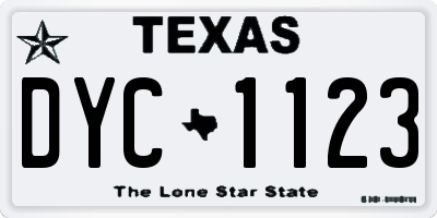 TX license plate DYC1123