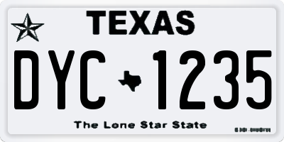 TX license plate DYC1235