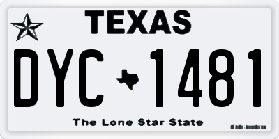 TX license plate DYC1481