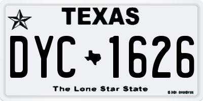TX license plate DYC1626
