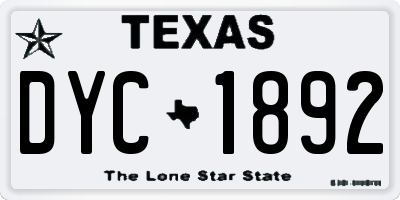 TX license plate DYC1892