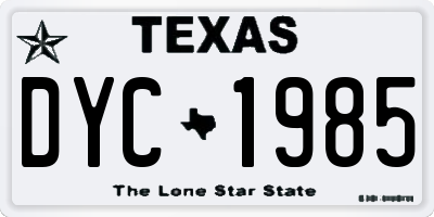TX license plate DYC1985