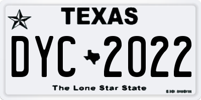 TX license plate DYC2022