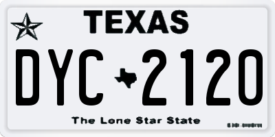 TX license plate DYC2120