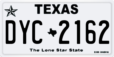 TX license plate DYC2162