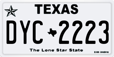 TX license plate DYC2223
