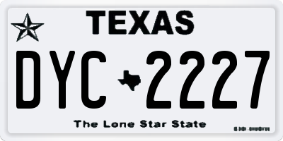 TX license plate DYC2227
