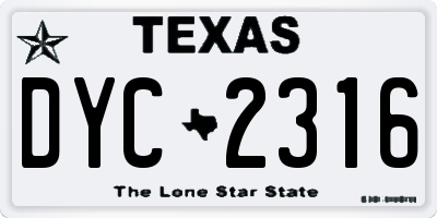TX license plate DYC2316