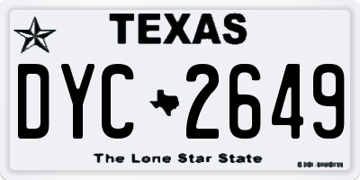 TX license plate DYC2649
