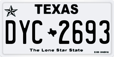 TX license plate DYC2693