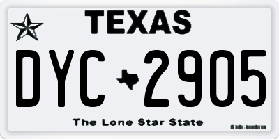TX license plate DYC2905