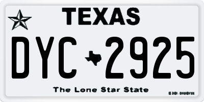 TX license plate DYC2925