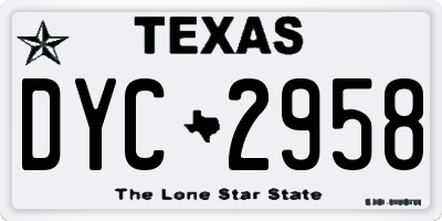 TX license plate DYC2958