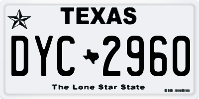 TX license plate DYC2960
