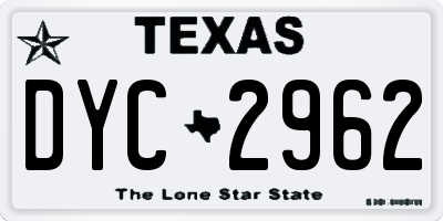 TX license plate DYC2962