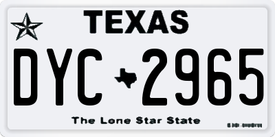 TX license plate DYC2965