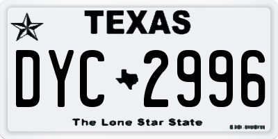TX license plate DYC2996