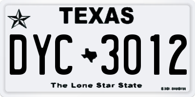 TX license plate DYC3012