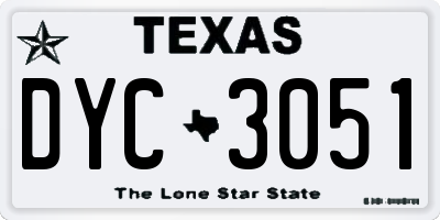 TX license plate DYC3051