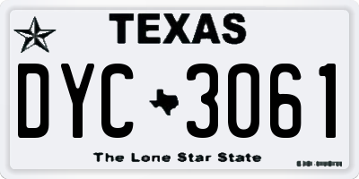 TX license plate DYC3061