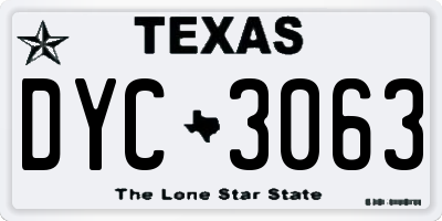 TX license plate DYC3063