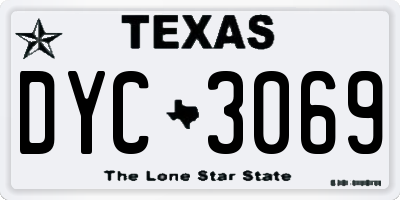 TX license plate DYC3069