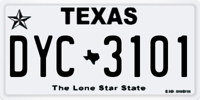 TX license plate DYC3101