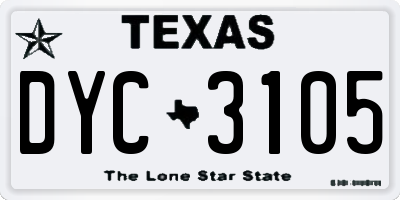 TX license plate DYC3105