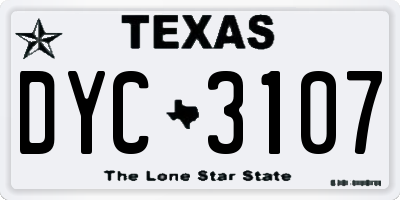 TX license plate DYC3107