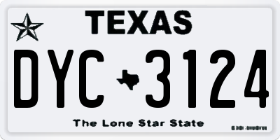 TX license plate DYC3124