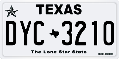 TX license plate DYC3210