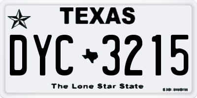 TX license plate DYC3215